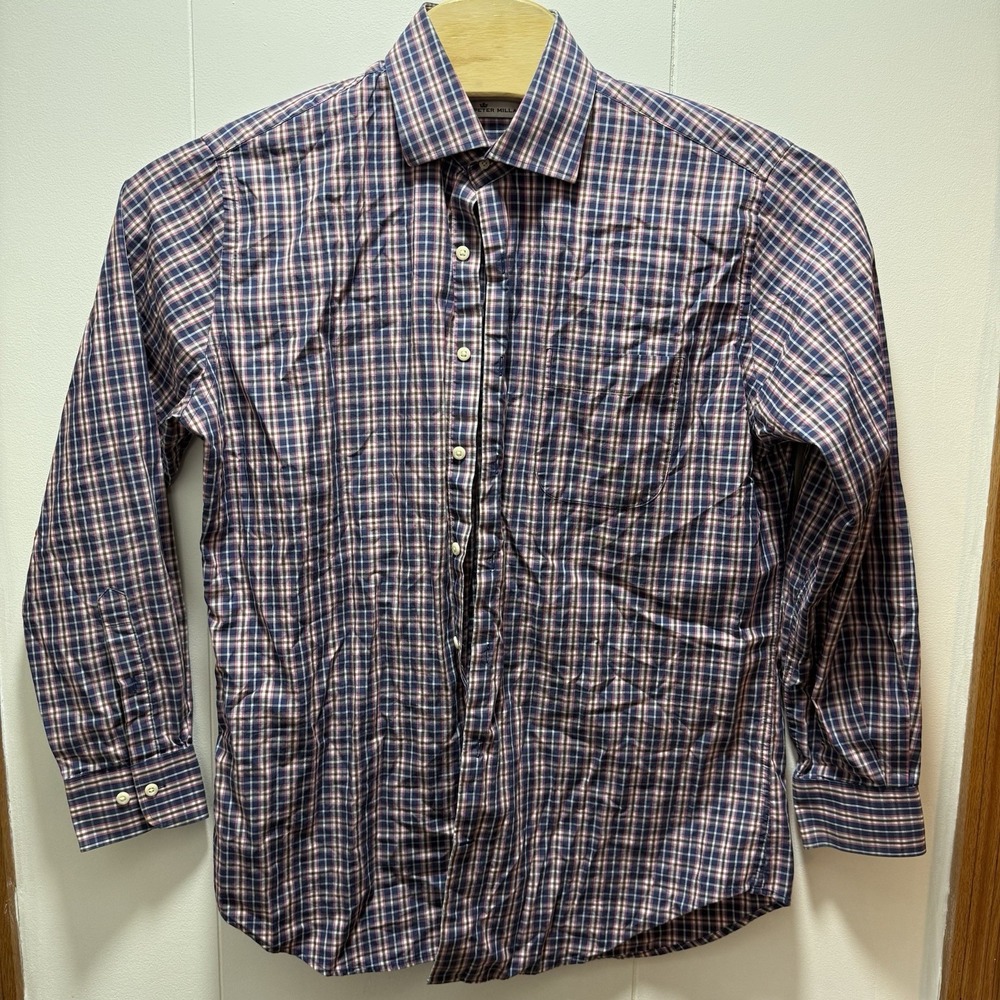 Peter Millar Shirt Size Large Men's Long Sleeve Button Down Multi‎ Color Plaid